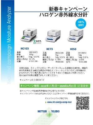【メトラー・トレド】2026新春キャンペーン：ハロゲン赤外線水分計